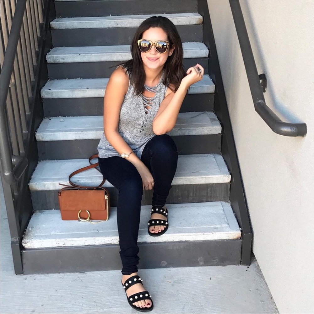 Express Grey Crisscross top